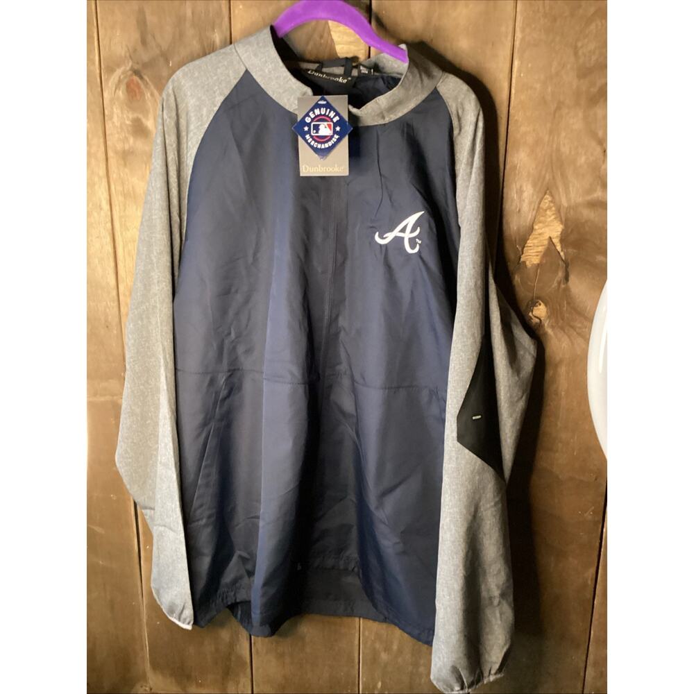 Men's Dunbrooke Navy/Heather Gray Atlanta Braves Alpha Full-Zip Jacket SIZE XL